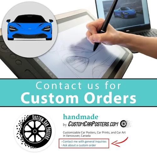 Vista 4 de Custom Car Posters Handmade Poster compatible with Porsche 911 Carrera (1999-2001) 996 (Front and Side) Carrera Turbo - 8x10 Metallic Print