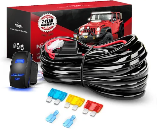 Barra de luz LED Nilight. arnés de cableado, kit de 12 V, interruptor basculante, láser de 5 pines, interruptor de encendido y apagado impermeable,