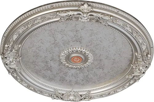 Medallón de techo de araña de plata redondo antiguo o medallón de ventilador, 36 pulgadas