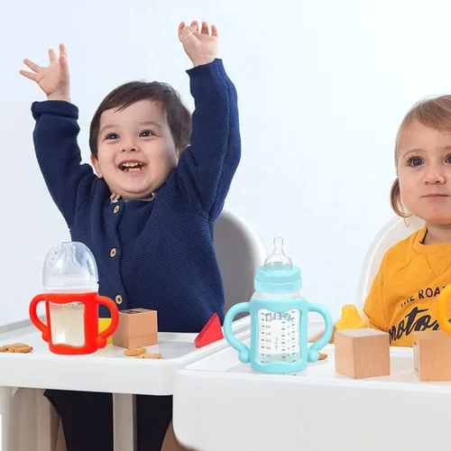 Vista 5 de Dr Brown - Paquete de 6 asas para biberones con fácil agarre, soporte para botellas de silicona multicolor, sin BPA