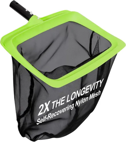 Sepetrel - Red recogehojas de piscina de nylon de malla fina y marco reforzado, rastrillo profundo, suministros y accesorios de limpieza, (el poste