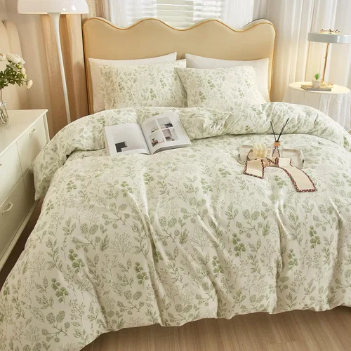 Vista 70 de HighBuy Funda de edredón floral de algodón, floral, coquette, fundas de edredón ligeras, suaves para niñas, juego de ropa de cama estilo jardín