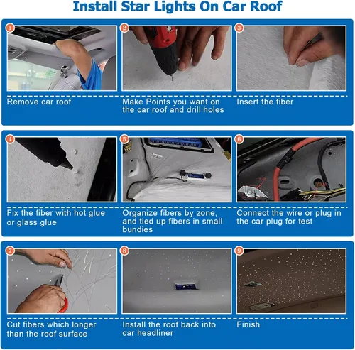 Vista 6 de Kit de proyección de luces de estrellas en el techo, de fibra óptica con Bluetooth de 16 W, control remoto/App LED RGBW