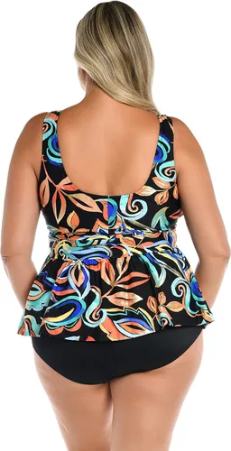 Vista 2 de Maxine of Hollywood Women's Over The Shoulder Empire Tankini Swimsuit Top
