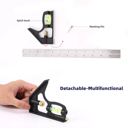 Vista 5 de Juego de escuadra de viga y escuadra combinada de 12 pulgadas, aluminio, azul