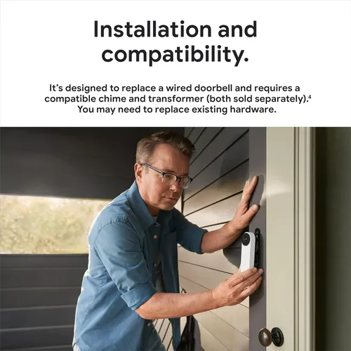 Vista 8 de Timbre de video Nest de Google - (con cable, 2ª generación) - Cámara de timbre de video con cable - Cámara de seguridad para timbre - Ivy