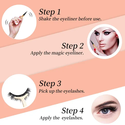Vista 6 de Delineador de ojos magnético para pestañas postizas, sin necesidad de pegamento, adecuado para ojos sensibles, impermeable y a prueba de aceite
