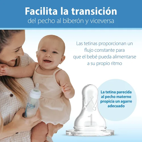 Vista 12 de Dr. Brown's Natural Flow Anti-Colic Options+ Biberón de cuello estrecho, 8 oz/250 mL, con tetinas de flujo lento Nivel 1, 0m+, paquete de 4