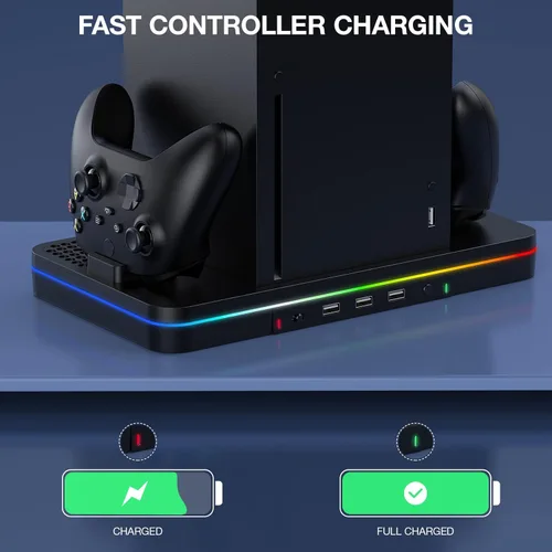 Vista 6 de Charging Stand for Xbox Series XS with Cooling Fan, Luckit Vertical Fast Charging Station with 2 X 1100 mAh Rechargeable Battery Packs, Vertical