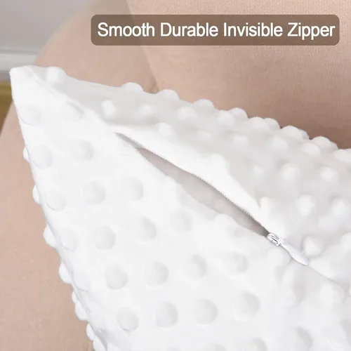 Vista 5 de PHF Minky Dot - Fundas de almohada europeas de 26 x 26 pulgadas, paquete de 2 fundas de almohada suaves y acogedoras de terciopelo real, sin