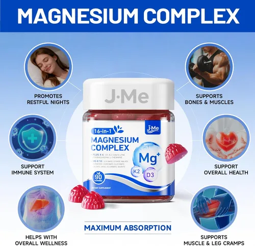 Vista 2 de Complejo de magnesio para mujeres y hombres, gomitas complejas de magnesio