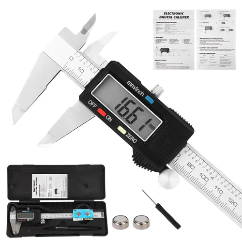 Calibre digital herramienta de medición, calibre vernier digital de acero inoxidable, calibradores de micrómetro con gran pantalla LCD, función de