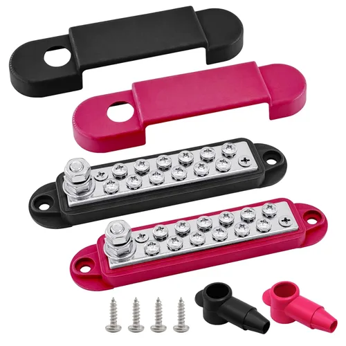 Vista 12 de Barra de bus de bloque de distribución de energía de 1/4 pulgadas con 12 tornillos #8, Ampper 5.3 pulgadas, 12 V, 150 A, bloque de distribución