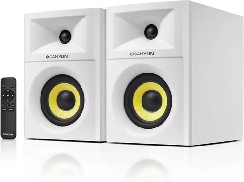 Vista 13 de Sanyun SW203 4.0 Altavoces de computadora - 60W Control DSP de 4 vías Sonido 3D inmersivo - Woofer de fibra de carbono de 3" y tweeter de cúpula