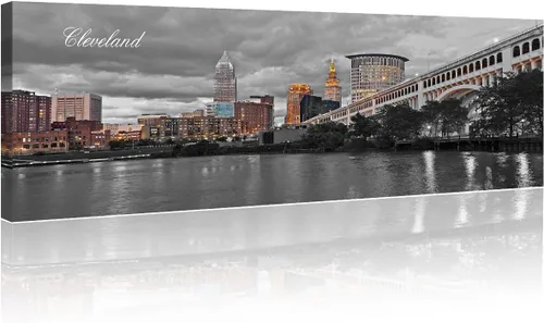 Vista 80 de 3 paneles de Atlanta Skyline vista de la ciudad en blanco y negro, imágenes panorámicas de edificio de ciudad, decoración de pared para sala