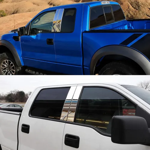 Vista 3 de Sizver - Postes de pilar de acero inoxidable pulido para 2004-2014 F-150 ^Super/SuperCrew Cab^