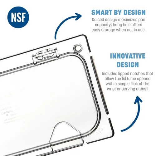 Vista 2 de Carlisle FoodService Products CM10279Z07 Coldmaster EZ Access Lid with Notch, 1/3 Size, 0.9" Height, 13" Width, 7" Length, Polycarbonate (PC), Clear