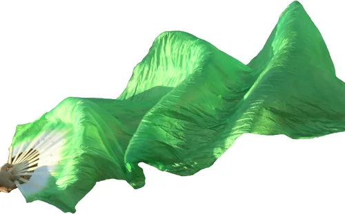 Vista 11 de WEISIPU Velos de Abanico de Danza del Vientre de Seda Sintética Hechos a Mano - Velos de Abanicos Largos de Bambú Disponibles en 8