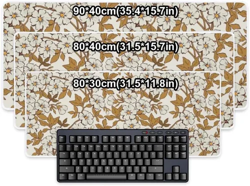 Vista 2 de Classic Gold Floral Mouse Pad Large Gaming Mousepad with Non- Slip Rubber Base Smooth Face Table Pad Computer Mat Office Desk Supplies for School