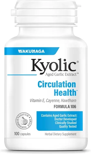 Kyolic Fórmula 106 de extracto de ajo envejecido - Apoyo a la salud de la circulación - Suplemento cardiovascular y de circulación - 100 cápsulas
