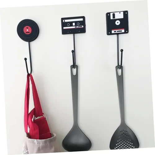 STOBAZA Ganchos decorativos modernos, juego de 3 ganchos para colgar en la pared para el hogar, formas únicas de disco de vinilo