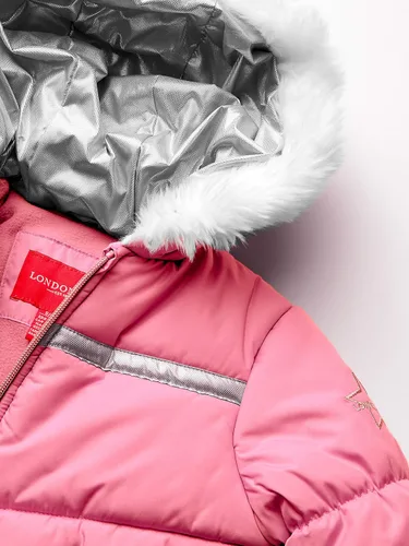 Vista 2 de LONDON FOG - Traje de nieve para niña con overol y chaqueta inflada