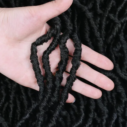 Vista 5 de Extensiones de cabello de ganchillo de 12 pulgadas de pelo sintético de ganchillo 1B, extensiones de cabello de ganchillo suaves