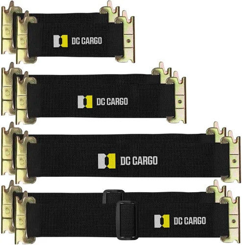 Vista 8 de DC Cargo Mall Correas E Track – Paquete de 4 – Correas de amarre ajustables y estándar resistentes de 12 a 22 pulgadas, compatibles con accesorios