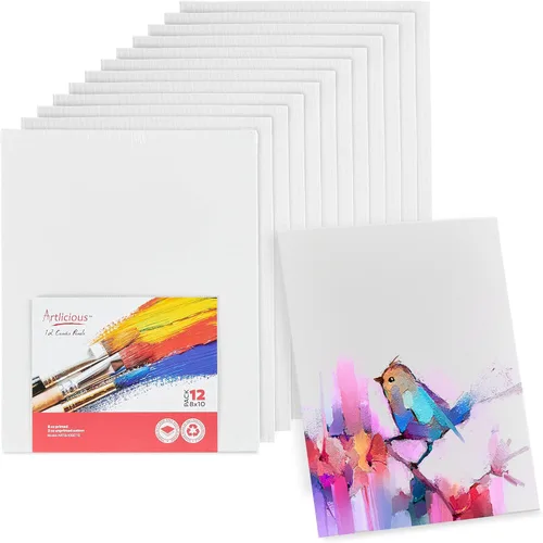 Vista 10 de Artlicious Lienzos para pintar – Paquete de 12,4 x 4 pulgadas de lienzo blanco – Paneles de arte 100% algodón para pintura al aceite, acrílico