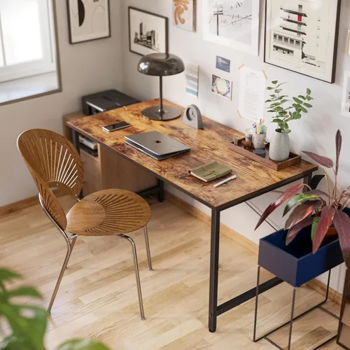 Vista 2 de CubiCubi Escritorio para computadora de 47 pulgadas, mesa de estudio para oficina en casa, escritorio de PC de estilo moderno y simple, marco