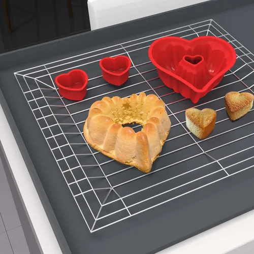 Vista 6 de SILIVO Moldes para tartas en forma de corazón (paquete de 2) Molde de silicona antiadherente de 8 pulgadas en forma de corazón para tartas Buntz