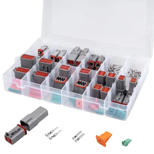 Kit de conectores Deutsch DT de 228 piezas, conectores grises de 2, 3, 4, 6, 8 y 12 pines, kit de conectores Weatherpack 14-18 AWG, serie DT,