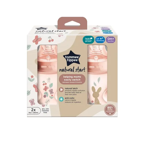 Vista 8 de Tommee Tippee Natural Start - Biberones anticólicos de 9 onzas sin BPA, para bebés de más de 0 meses, tetina de flujo lento similar al pecho