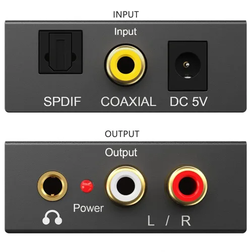 Vista 2 de Convertidor de audio digital a analógico de 192 KHz, convertidor óptico coaxial DAC SPDIF digital a L/R RCA, adaptador de audio Toslink óptico a