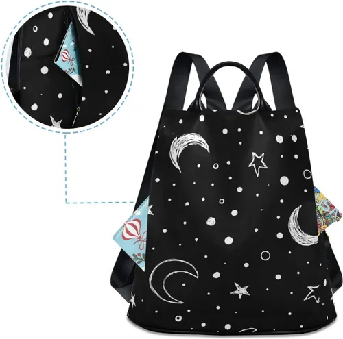 Vista 5 de ALAZA Moon Stars And Clouds the Midnight Sky Mochila con llavero para mujeres y niñas, Multi 02, Viajar