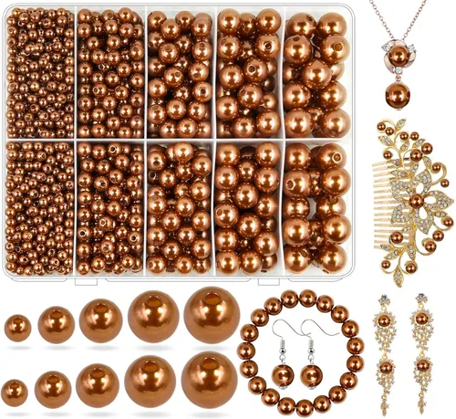 Vista 47 de Perlas de Perla Negra para Hacer Joyas, 1750 piezas de Perla Negra para Manualidades con Agujero de 4 mm 6 mm 8 mm 10 mm 12 mm Perla Espaciadora