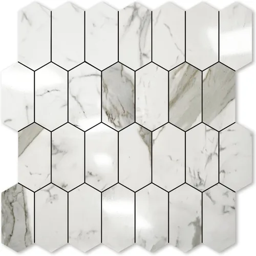 Vista 14 de Vamos Tile - Azulejo de salpicaduras de pelar y pegar hexagonal largo para cocina y baño - 1 hoja de adhesivo para salpicaduras en la pared de 12.4
