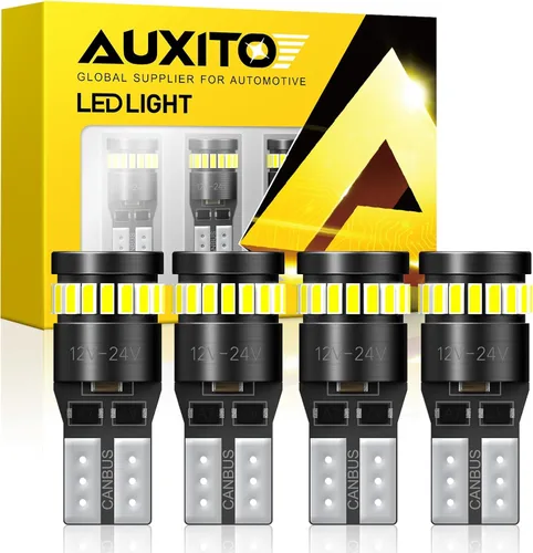 Vista 13 de AUXITO 194 Bombilla LED Ámbar Amarillo 168 2825 W5W T10 Cuña 24-SMD 3014 Chipsets Bombillas de Repuesto para Luces de Cúpula, Mapa, Placa