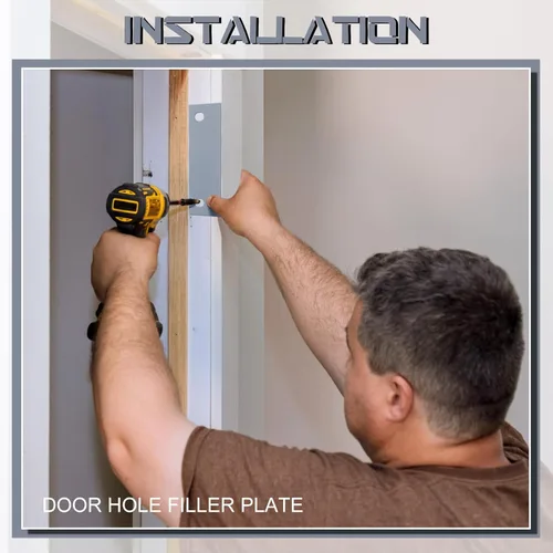 Vista 6 de Zonon 20 placas de golpeo de puerta de 4.5 x 1.5 pulgadas, placa de llenado de orificios de puerta, cubierta de orificio de puerta, bisagra