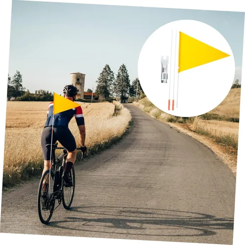 Vista 5 de Bandera de bicicleta de seguridad para bicicleta con rayas reflectantes de seis pies, poste de fibra de vidrio resistente, poliéster a todo