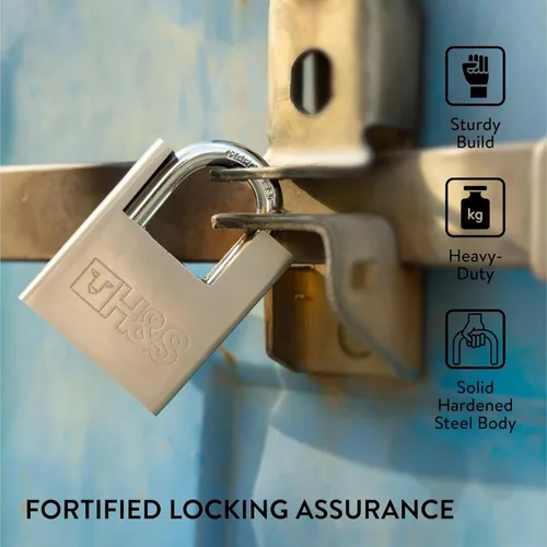 Vista 2 de H&S Candado de Alta Seguridad con Llave - Candado de 60mm y 5 Llaves - Unidad de Almacenamiento Resistente para Interior y Exterior