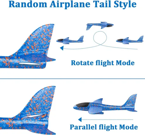 Vista 3 de Paquete de 2 aviones de espuma de lanzamiento, 17.5 pulgadas, 2 modos de vuelo, modelo de aviones de inercia planeadores, lanzamiento manual Epp