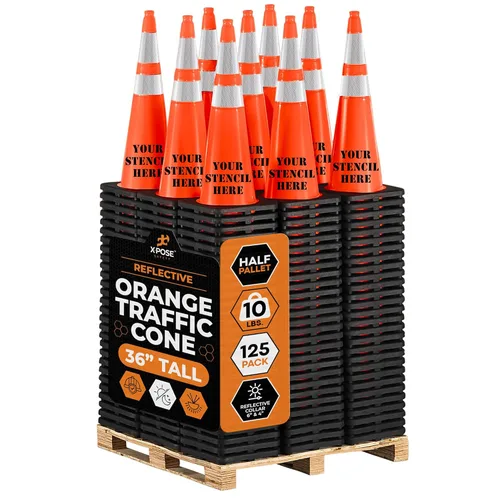 Vista 51 de Xpose Safety Conos de tráfico naranjas de 28 pulgadas con collares de 6 y 4 pulgadas, 1 paquete – Cono de seguridad de plástico PVC multiusos