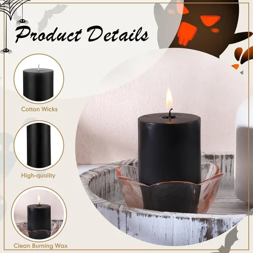 Vista 3 de Lounsweer 12 velas de pilar a granel para boda, sin perfume, juego de 3 velas de pilar de 2 x 3/6/8 pulgadas, varios tamaños para bodas, compromiso