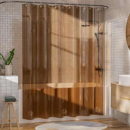 Vista 8 de AmazerBath Forro de cortina de ducha, 100% EVA, suave ámbar transparente, resistente, cortina de ducha y forro 2 en 1, 72 x 72 pulgadas, forro