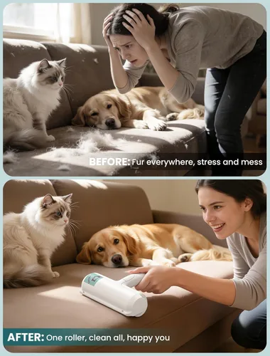 Vista 8 de DELOMO Herramienta de eliminación de pelo de mascotas: rodillo de pelusa reutilizable para pelo de mascotas, removedor de pelo de mascotas