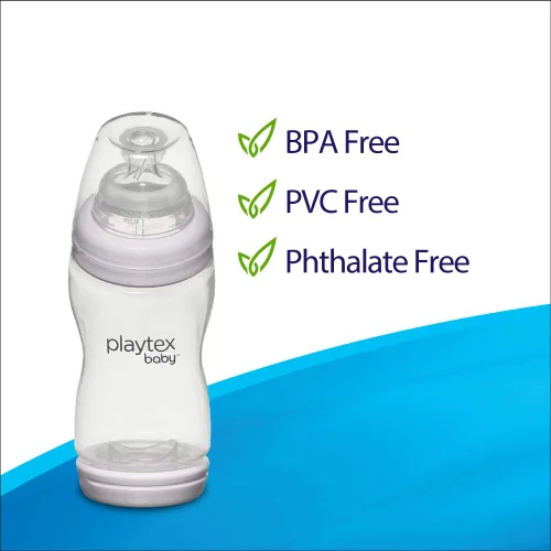 Vista 8 de Paquete de 3 botellas grandes Playtex libre de BPA (Bisfenol A) y con ventilación, Los colores pueden variar