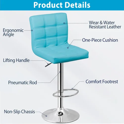 Vista 21 de ZenStyle Taburetes de bar de altura de mostrador, juego de 2 taburetes de bar giratorios ajustables, sillas de cuero PU para taburete de cocina