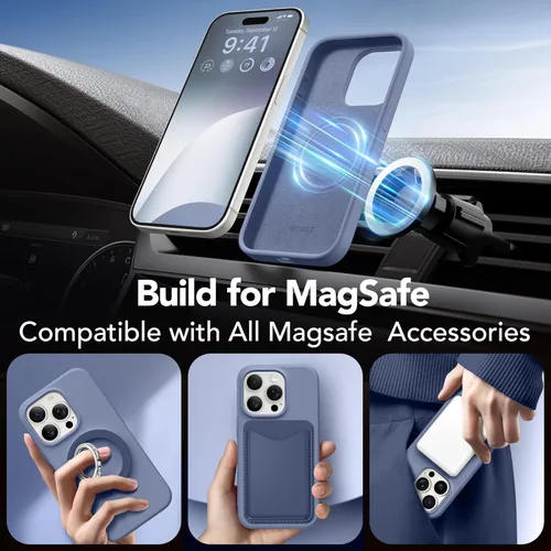 Vista 1618 de GONEZ Funda magnética para iPhone 14, compatible con Magsafe, con protector de pantalla + protector de cámara, forro de microfibra antiarañazos