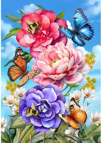 Vista 5 de Briarwood Lane Mariposas en el jardín Spring House Flag